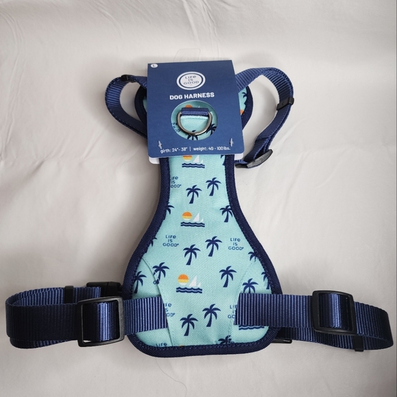 Life is Good Dog Harness Large Girth 24"-38" / Weight 40-100 lbs Blue Beach NWT - Picture 1 of 7